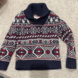 Navy Fair Isle Shawl Collar Sweater
